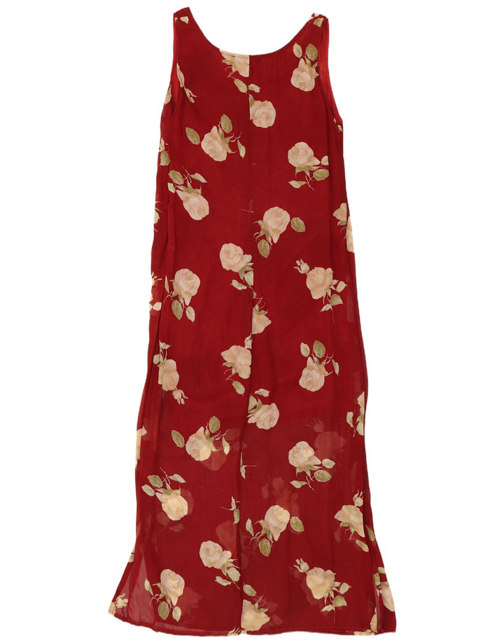 Παρίσι Γυναικείο Αμάνικο Maxi Φόρεμα UK 12 Medium Red Floral Viscose