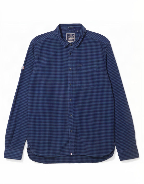 Ανδρικό πουκάμισο Superdry 2XL Navy Blue Gingham Cotton