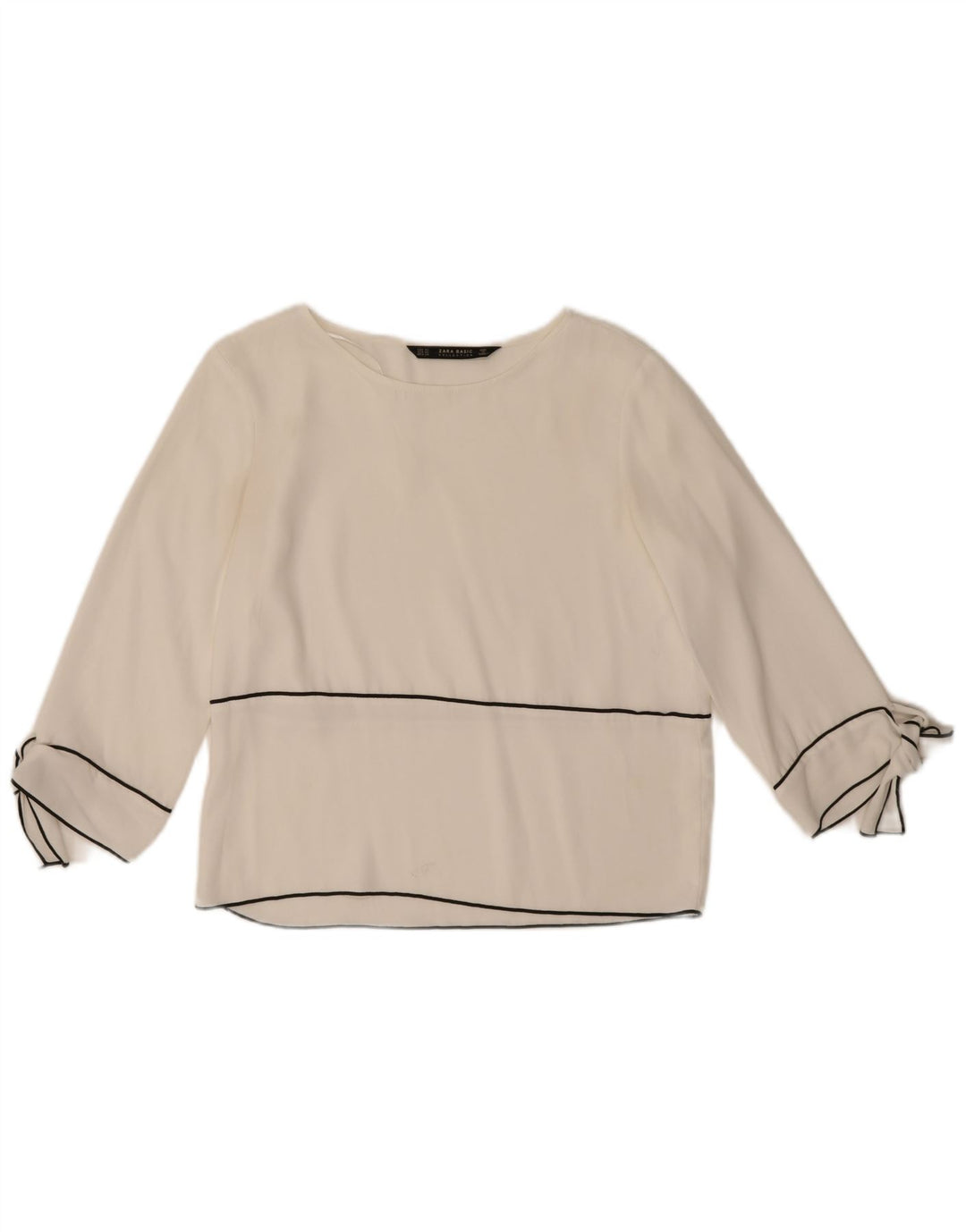 Zara Γυναικεία μπλούζα με 3/4 μανίκια τοπ UK 6 XS Λευκός Πολυεστέρας