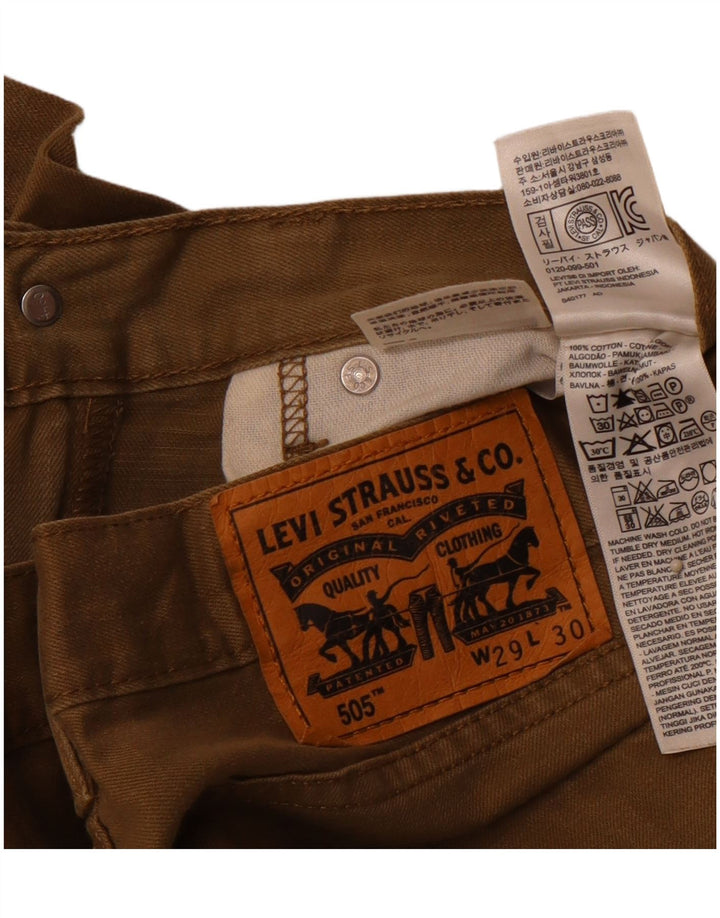 LEVI'S Mens 505 Straight Casual Παντελόνι W29 L30 Καφέ Βαμβακερό