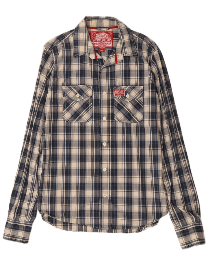 Ανδρικό πουκάμισο Superdry Large Navy Blue Check Cotton