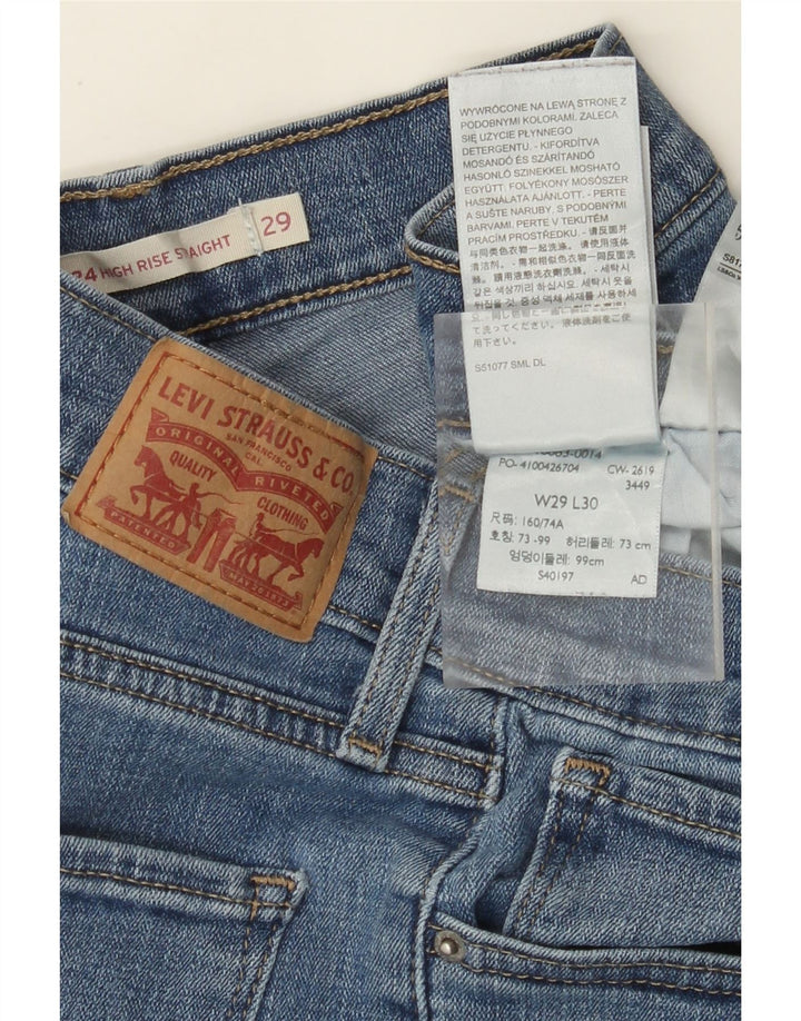 LEVI'S Γυναικείο 724 ψηλό ίσιο τζιν W29 L30 Μπλε βαμβακερό