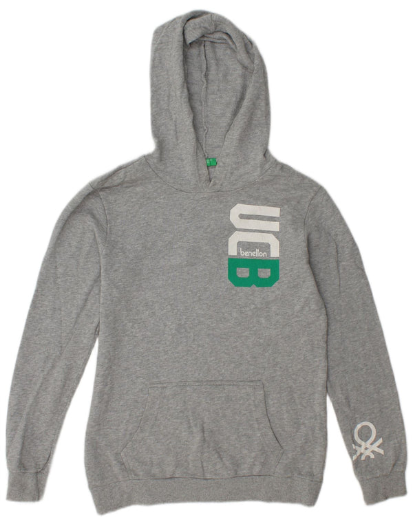 Benetton Boys Graphic Hoodie Jumper 11-12 ετών 2XL Γκρι βαμβακερό