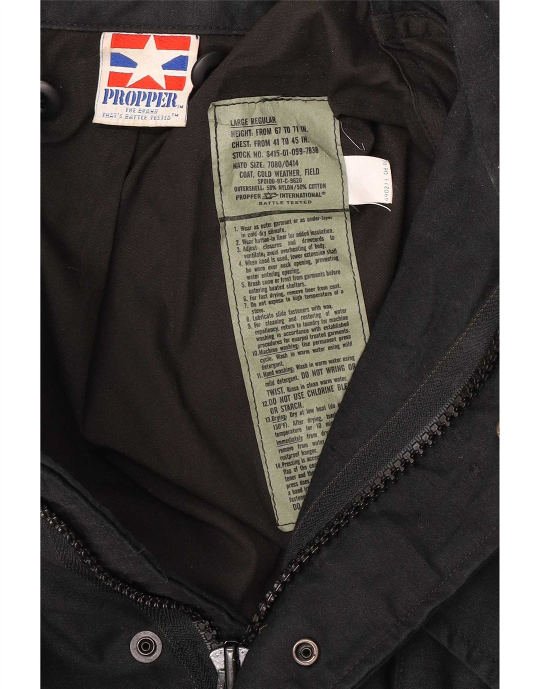 Σωστό Ανδρικό Στρατιωτικό Μπουφάν UK 40 Large Black Nylon