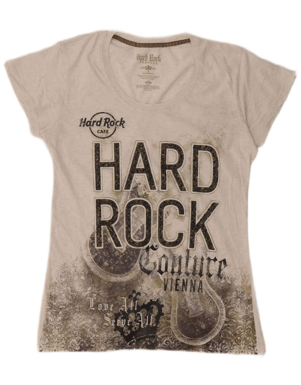 Hard Rock Cafe Womens Vienna Graphic T-Shirt Top UK 14 Large Off White