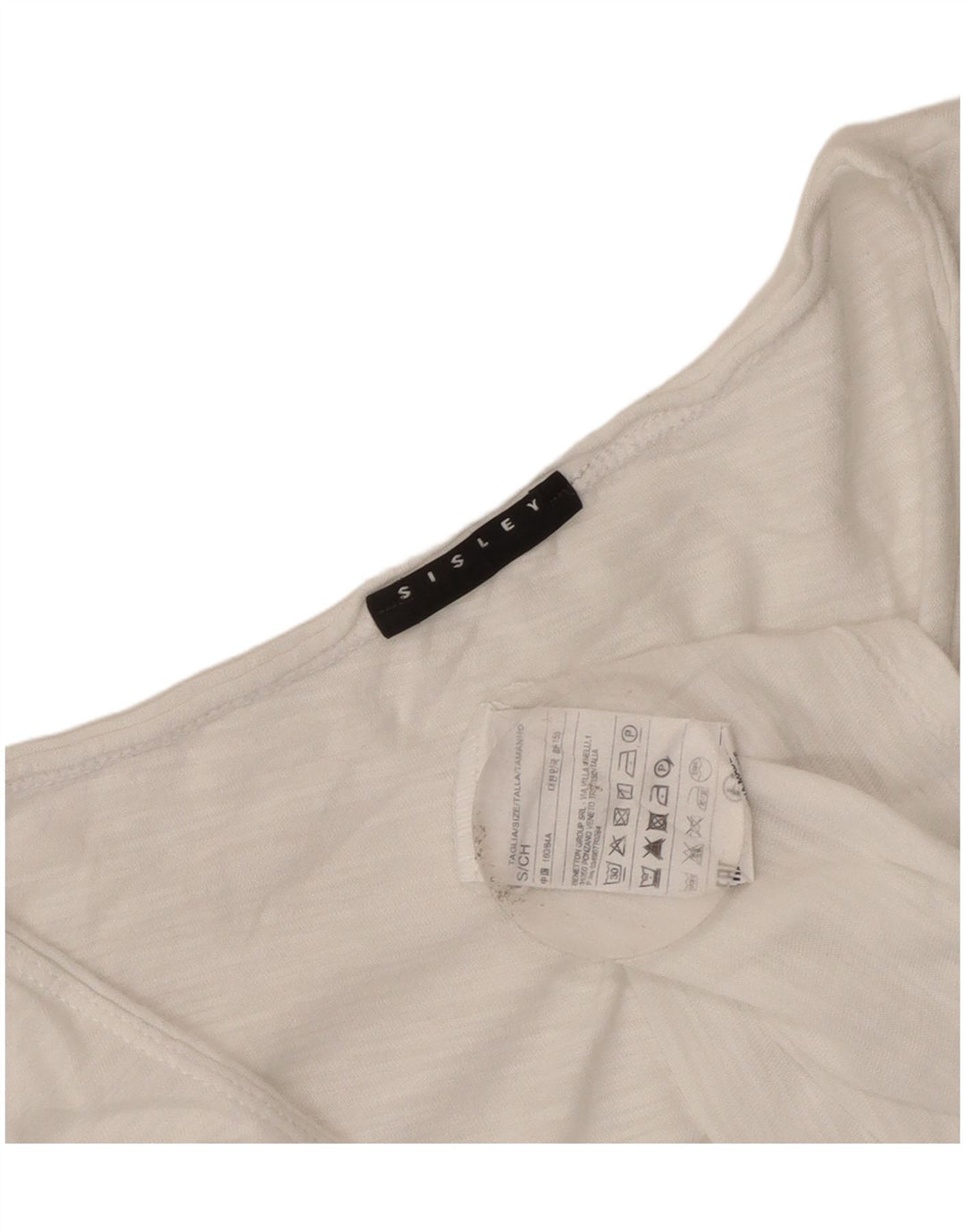 Sisley Γυναικείο γιλέκο Crop UK 8 Small White Βαμβακερό