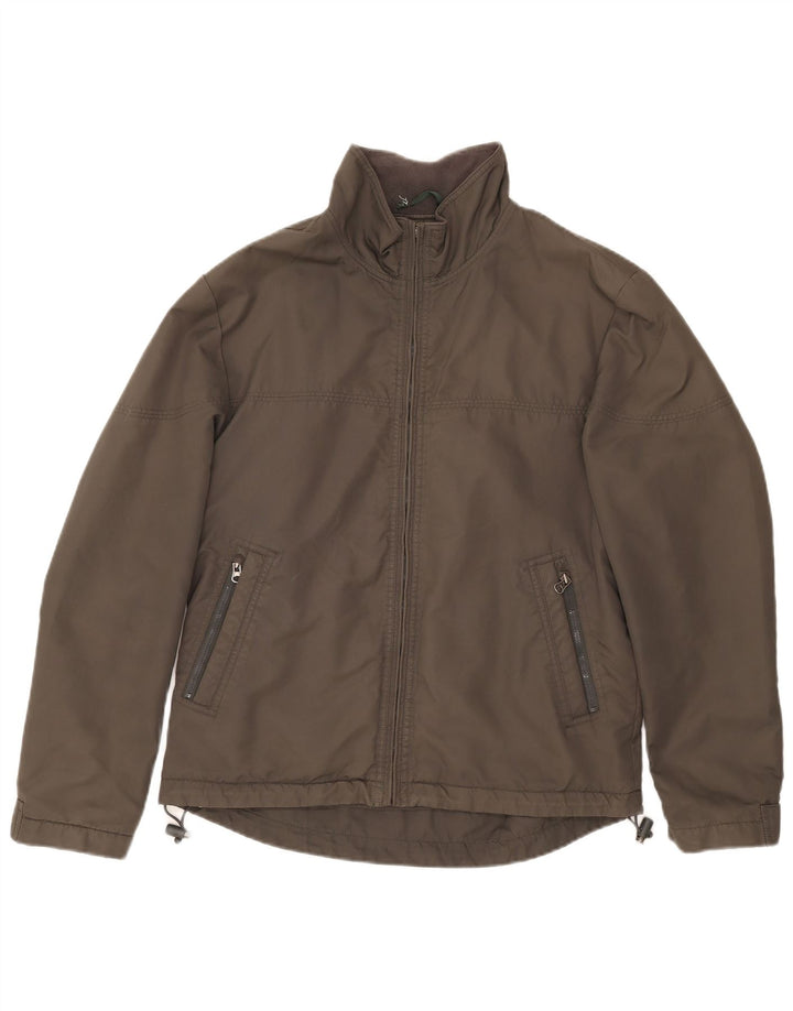 Zara Mens Bomber Jacket UK 40 Large Khaki Nylon