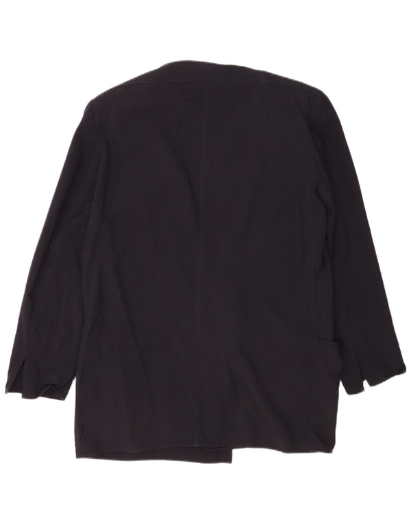 Vintage Womens Loose Fit Open Blazer Jacket IT 46 Large Navy Blue Wool