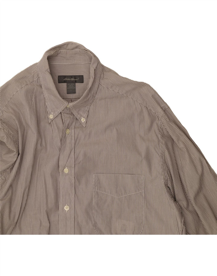 EDDIE BAUER Mens Shirt Large Brown Striped Cotton Vintage Eddie Bauer and Second-Hand Eddie Bauer from Messina Hembry 