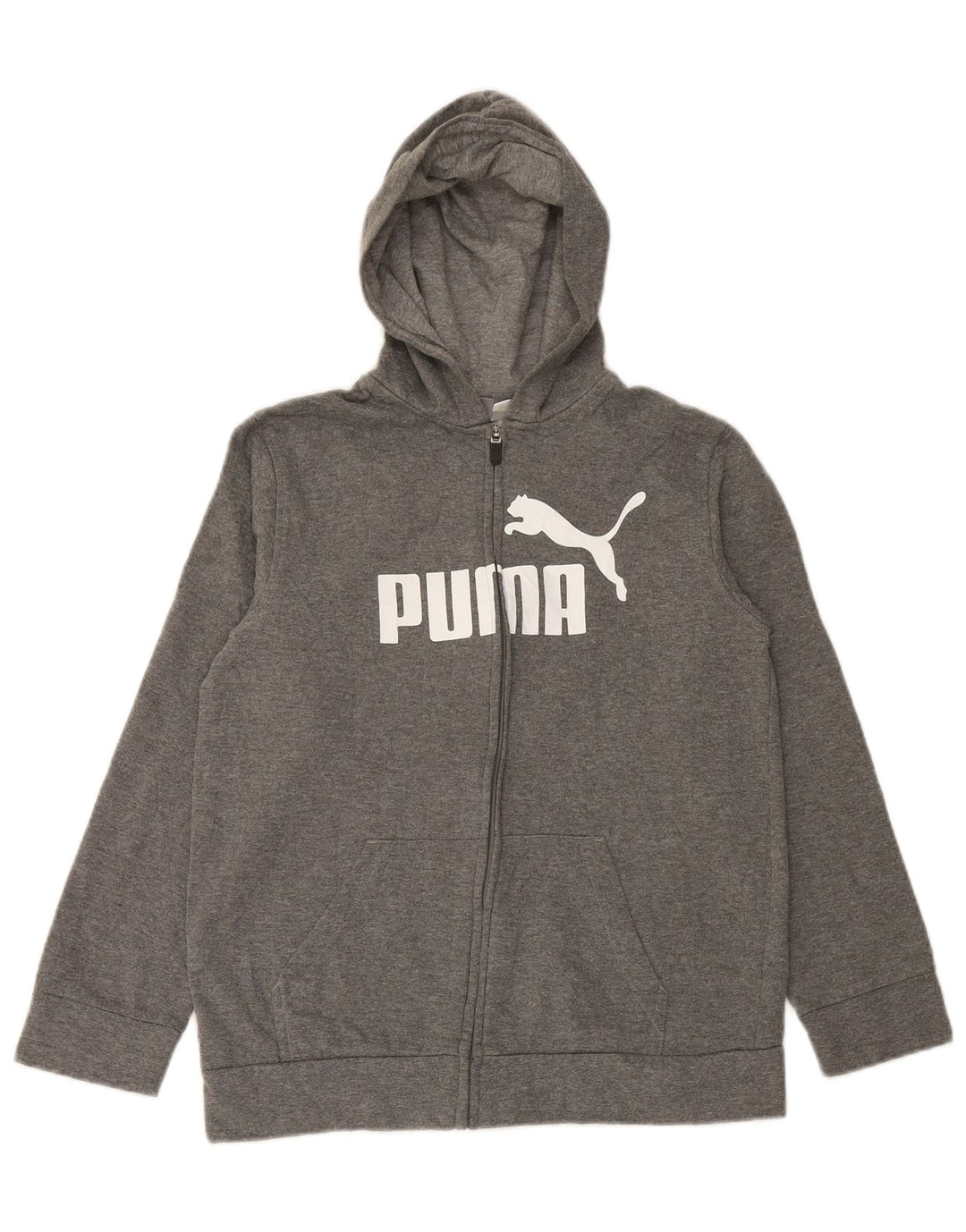 Πουλόβερ PUMA Boys Graphic Zip Hoodie 12-13 ετών Μεγάλο γκρι βαμβακερό