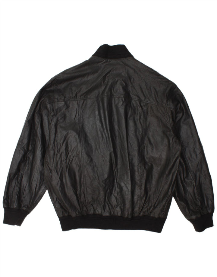 Vintage Ανδρικό Bomber Δερμάτινο Μπουφάν IT 54 2XL Μαύρο Δερμάτινο