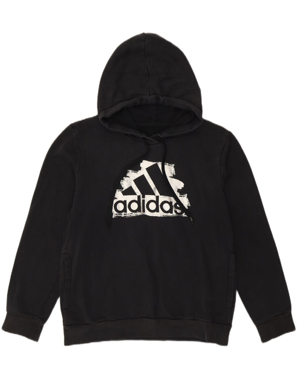 Adidas Γυναικεία Loose Fit Graphic Hoodie Jumper UK 14 Medium Black Cotton