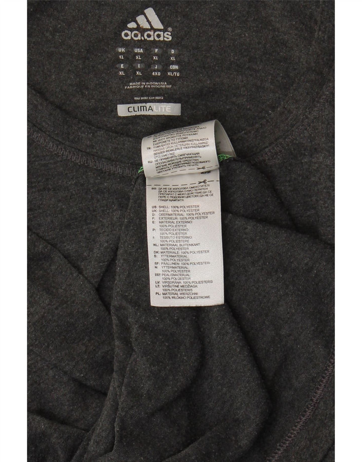 ADIDAS Mens Climalite Graphic T-Shirt Top XL Grey Polyester Vintage Adidas and Second-Hand Adidas from Messina Hembry 
