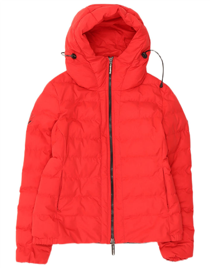 Superdry γυναικείο μπουφάν με κουκούλα UK 12 Medium Red Nylon