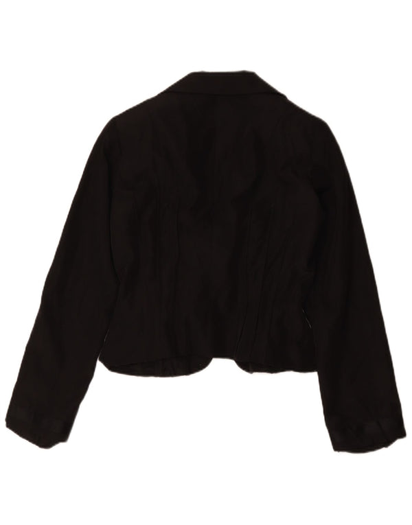 Vintage γυναικείο σακάκι σακάκι με 1 κουμπί Crop IT 42 Medium Black Acetate