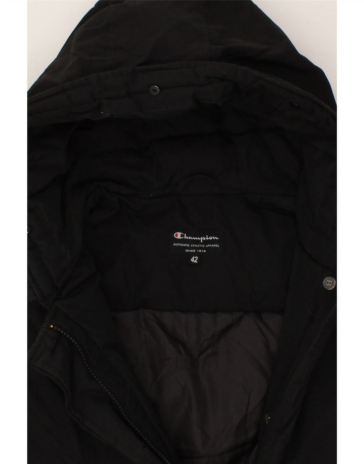 CHAMPION Womens Hooded Padded Jacket EU 42 Large Black Polyester Vintage Champion and Second-Hand Champion from Messina Hembry 