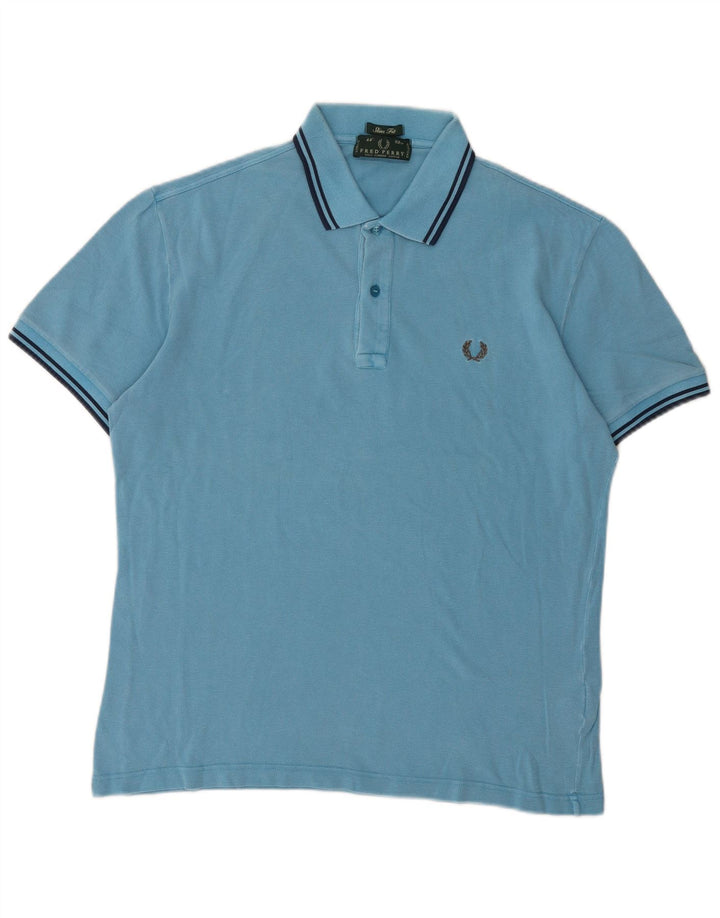 Fred Perry Ανδρικό πουκάμισο Polo Slim Fit, μεσαίο μπλε βαμβακερό