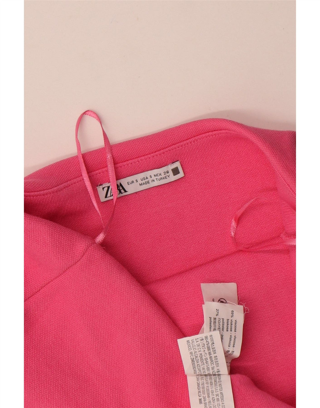 Zara Γυναικείο Στράπλες Φόρεμα UK 8 Small Pink Viscose