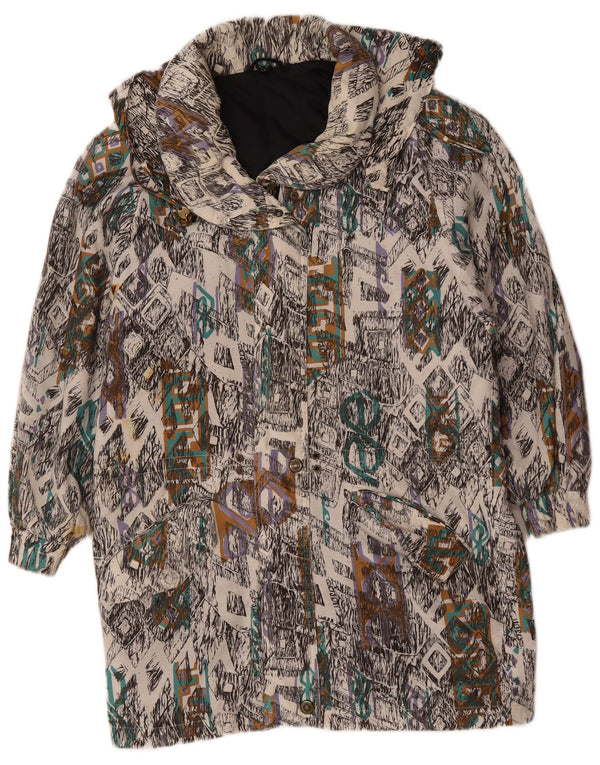 VINTAGE Γυναικείο Ανεμοδιακό Παλτό UK 10 Μικρό Πολύχρωμο Γεωμετρικό