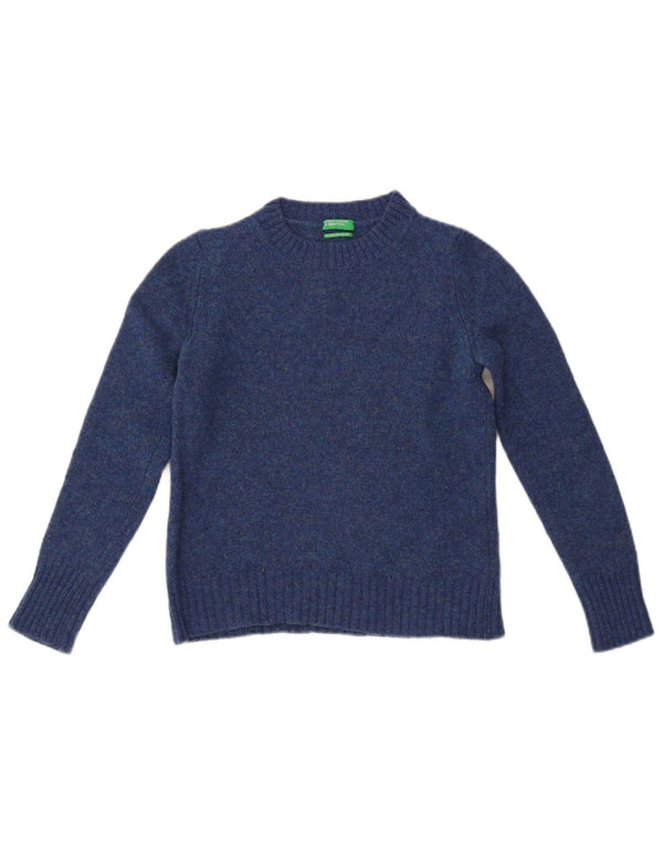 Γυναικείο πουλόβερ BENETTON Crop Crew Neck Jumper UK 6 XS Blue Wool