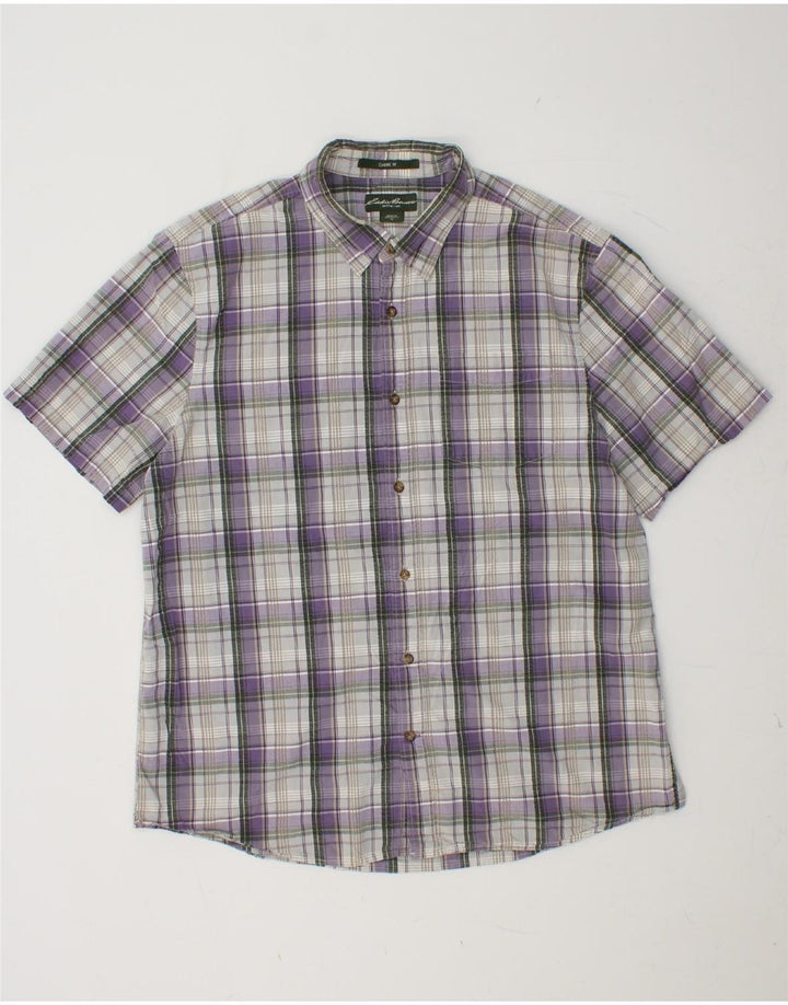 EDDIE BAUER Ανδρικό κοντομάνικο πουκάμισο Classic Fit XL Purple Check