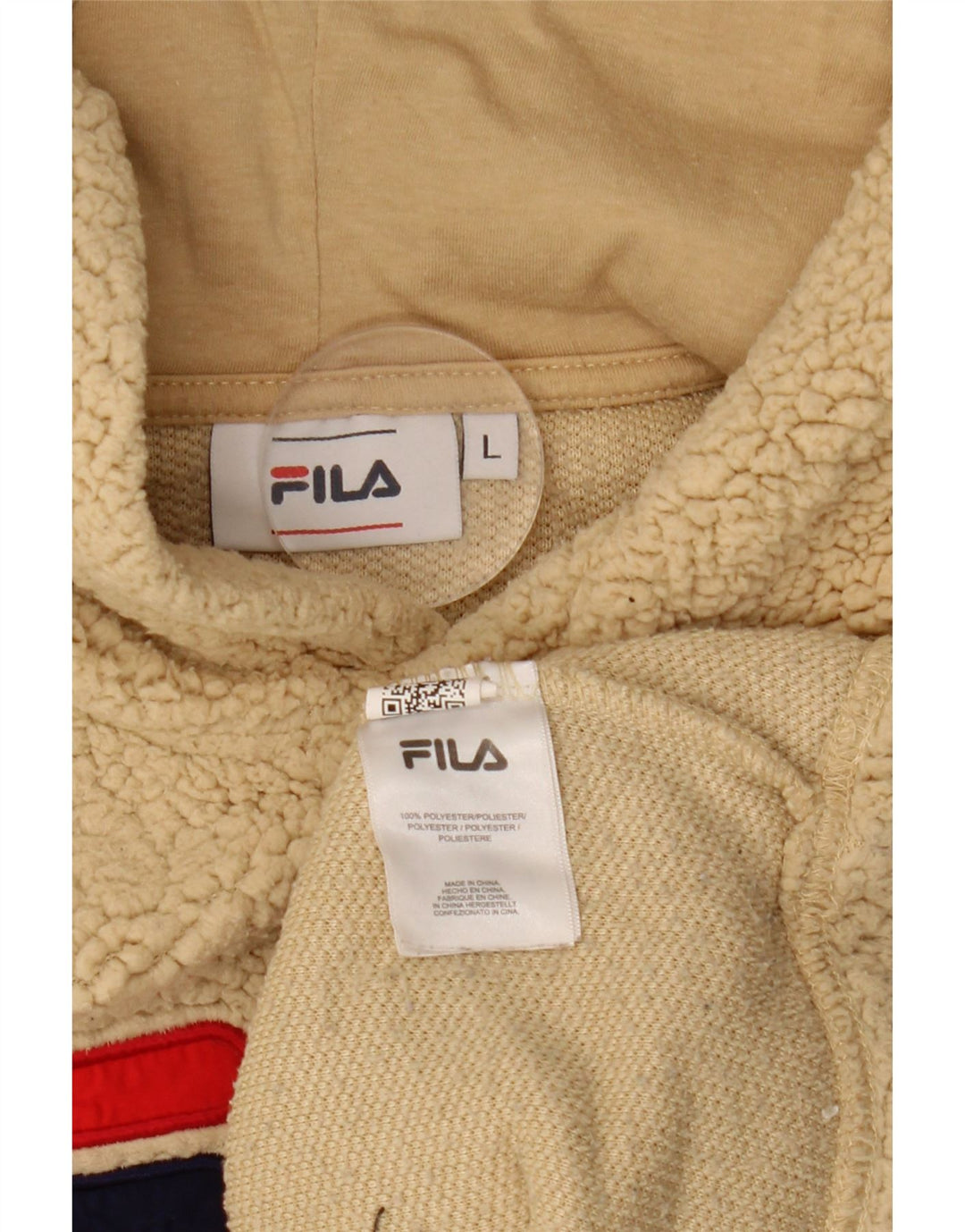 FILA Γυναικείο Crop Graphic Fleece Jumper UK 16 Large Beige Polyester