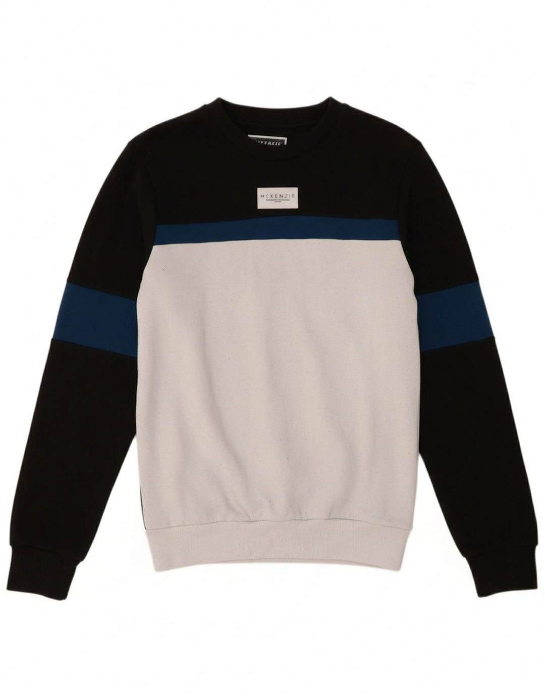 MCKENZIE Mens Sweatshirt Jumper XS Black Colourblock Polyester