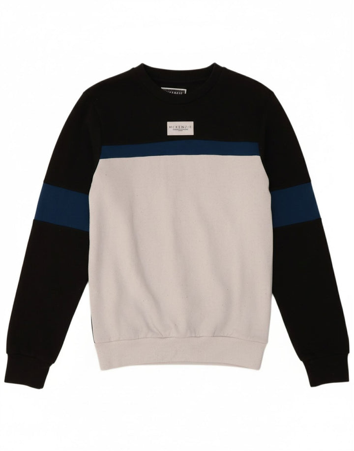 MCKENZIE Mens Sweatshirt Jumper XS Black Colourblock Polyester
