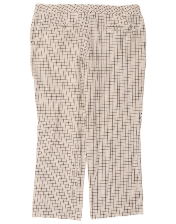 Izod γυναικείο ίσιο παντελόνι Chino US 16 2XL W38 L28 Λευκό βαμβακερό καρό