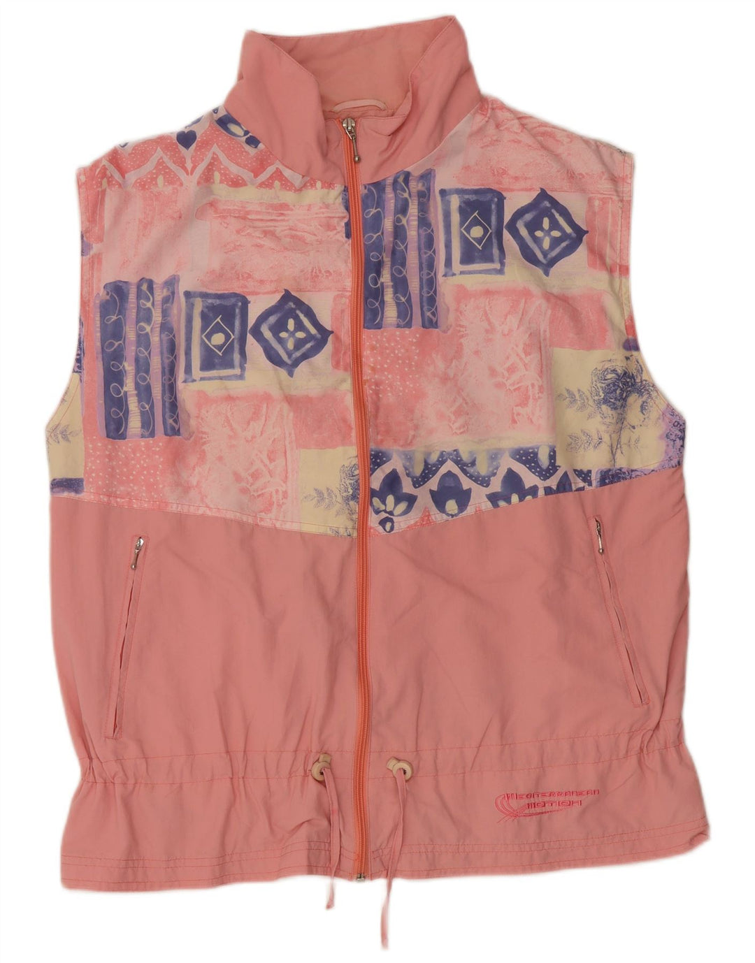 Γυναικεία Αμάνικη αθλητική φόρμα VINTAGE Top Jacket UK 20 2XL Pink Geometric