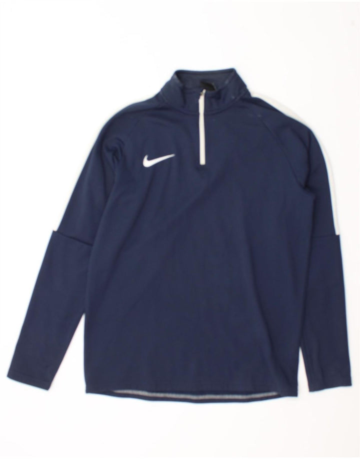 Ανδρική μπλούζα με φερμουάρ Nike Dri Fit με μακρυμάνικο μεσαίο μπλε ναυτικό