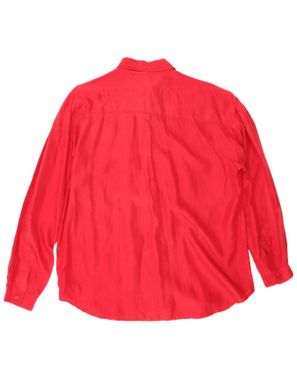 Vintage γυναικείο πουκάμισο μπλούζα UK 14 Medium Red Silk