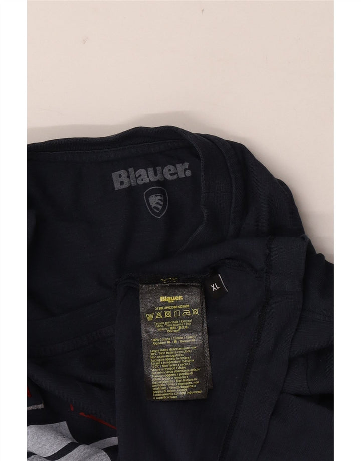 Ανδρικό γραφικό T-Shirt Blauer Top XL Navy Blue Cotton