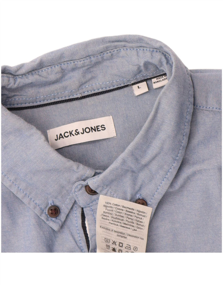 Jack & Jones Ανδρικό πουκάμισο μεγάλο μπλε βαμβακερό