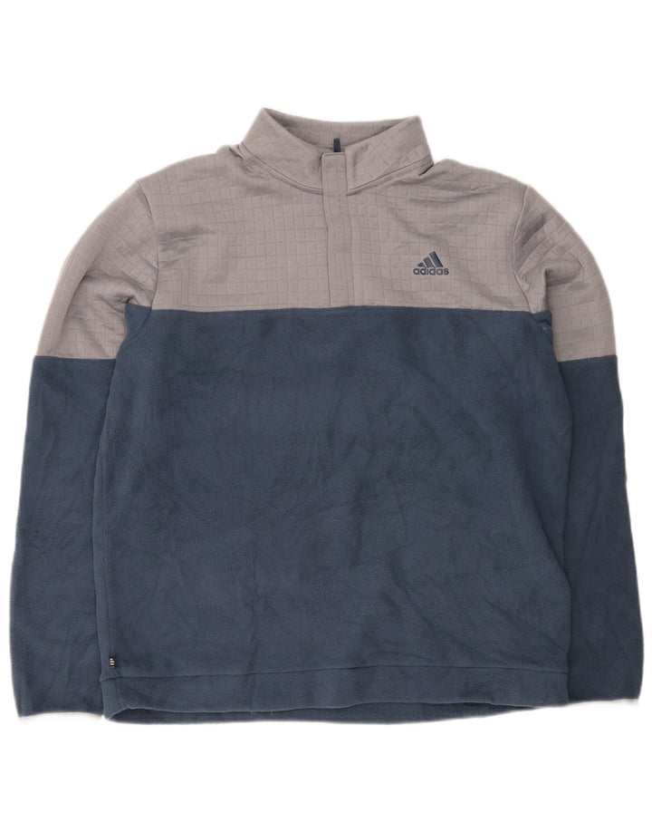 Adidas Ανδρικό φερμουάρ με λαιμόκοψη Fleece Jumper Μεγάλο Navy Blue Polyester