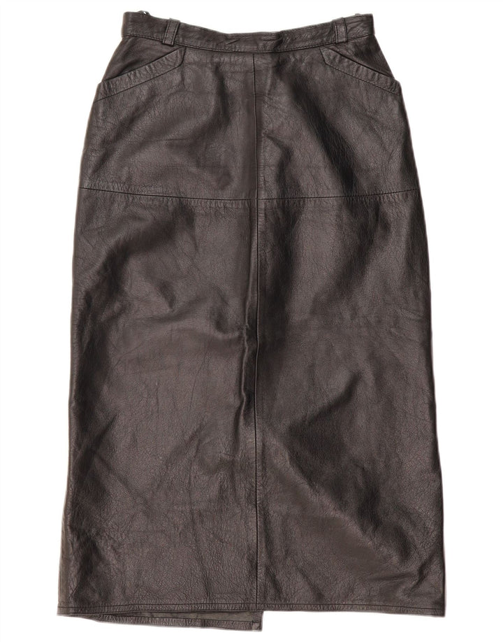VINTAGE Γυναικεία Δερμάτινη Φούστα EU 36 Small W26 Μαύρη Δερμάτινη