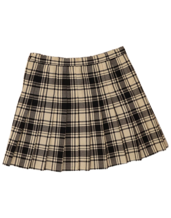 VINTAGE Γυναικεία Μίνι Φούστα W30 Μέτριο Off White Καρό Παρθένο μαλλί