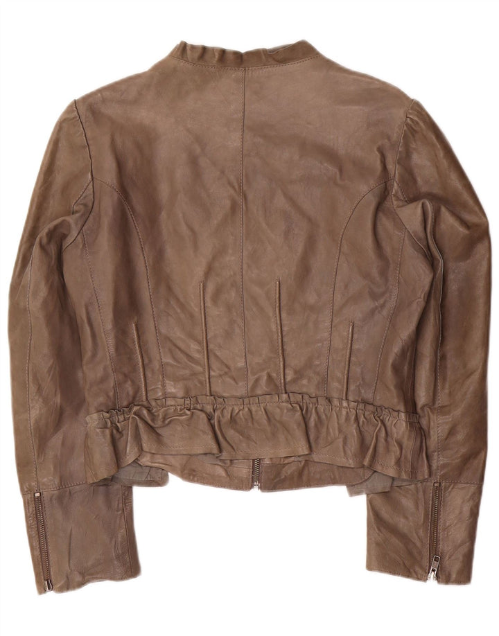 Penny Black Γυναικείο Crop Δερμάτινο Μπουφάν UK 14 Large Grey Leather