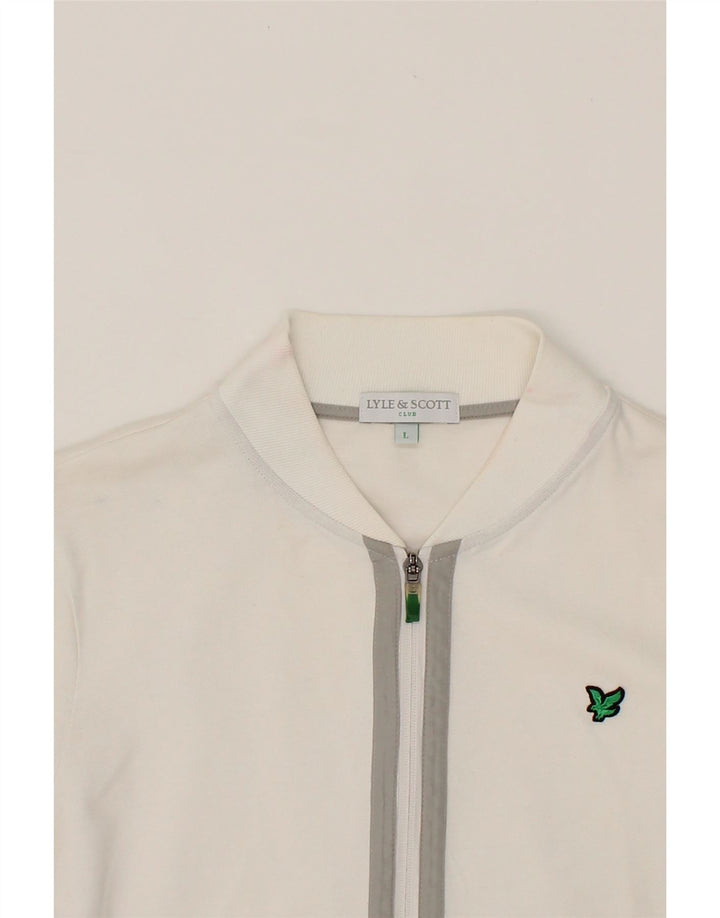 LYLE & SCOTT Womens Tracksuit Top Jacket UK 16 Large White Cotton Vintage Lyle & Scott and Second-Hand Lyle & Scott from Messina Hembry 