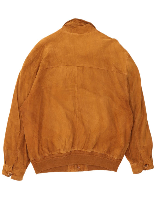 Vintage Ανδρικό Suede Bomber Jacket IT 56 3XL Καφέ Δερμάτινο