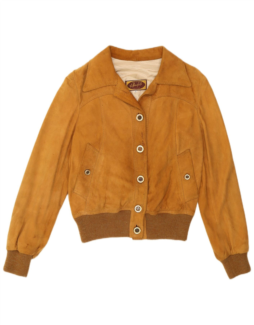 Vintage Γυναικείο Suede Bomber Jacket IT 44 Medium Brown Retro