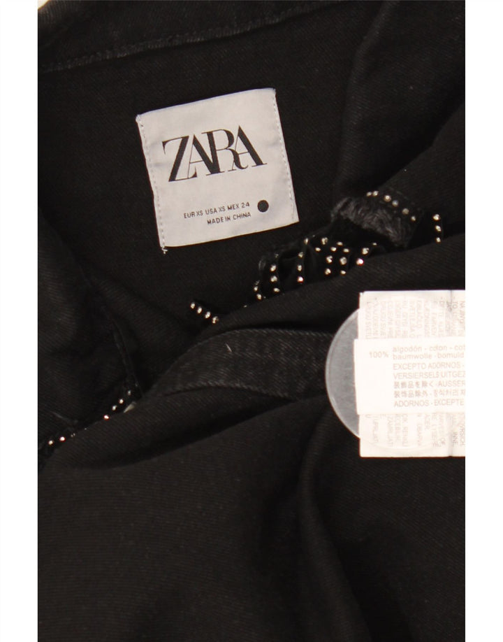 ZARA Γυναικείο Τζιν Μπουφάν UK 6 XS Μαύρο Βαμβακερό