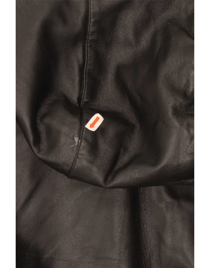 Vintage Ανδρικό Δερμάτινο Μπουφάν με κουκούλα IT 54 2XL Μαύρο