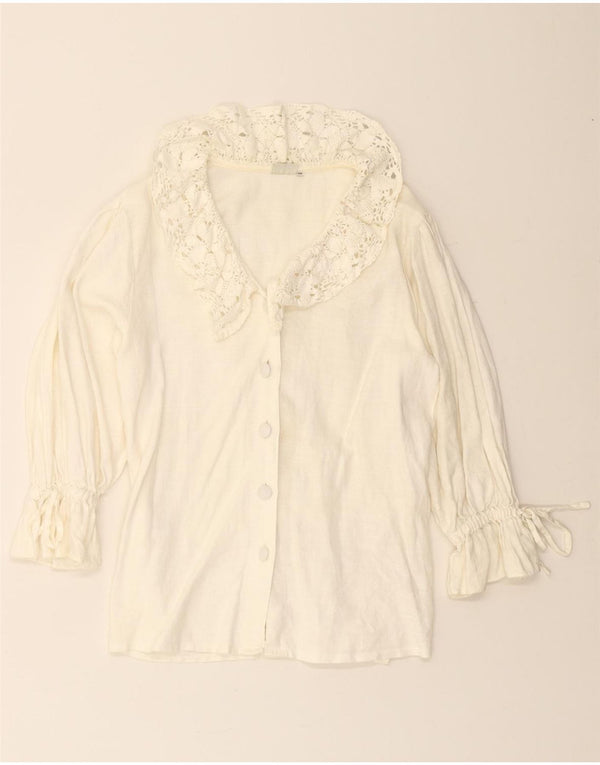 HESS FRACKMANN Γυναικείο πουκάμισο 3/4 Μπλούζα με μανίκια EU 38 Medium Off White Λινά