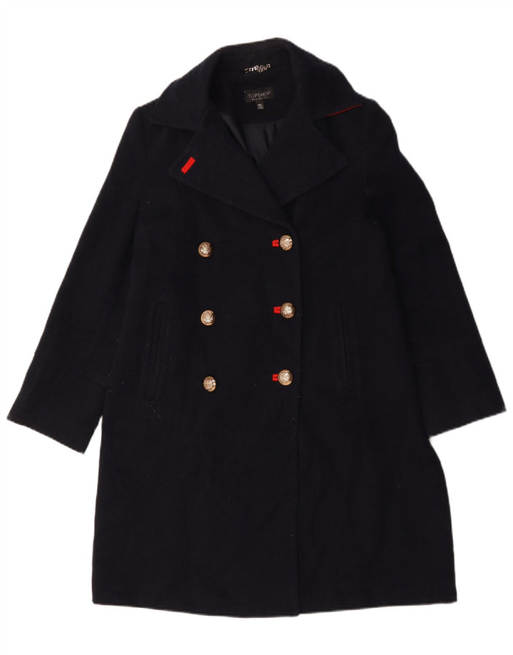 Topshop Γυναικείο παλτό με διπλό στήθος UK 6 XS Navy Blue Polyester