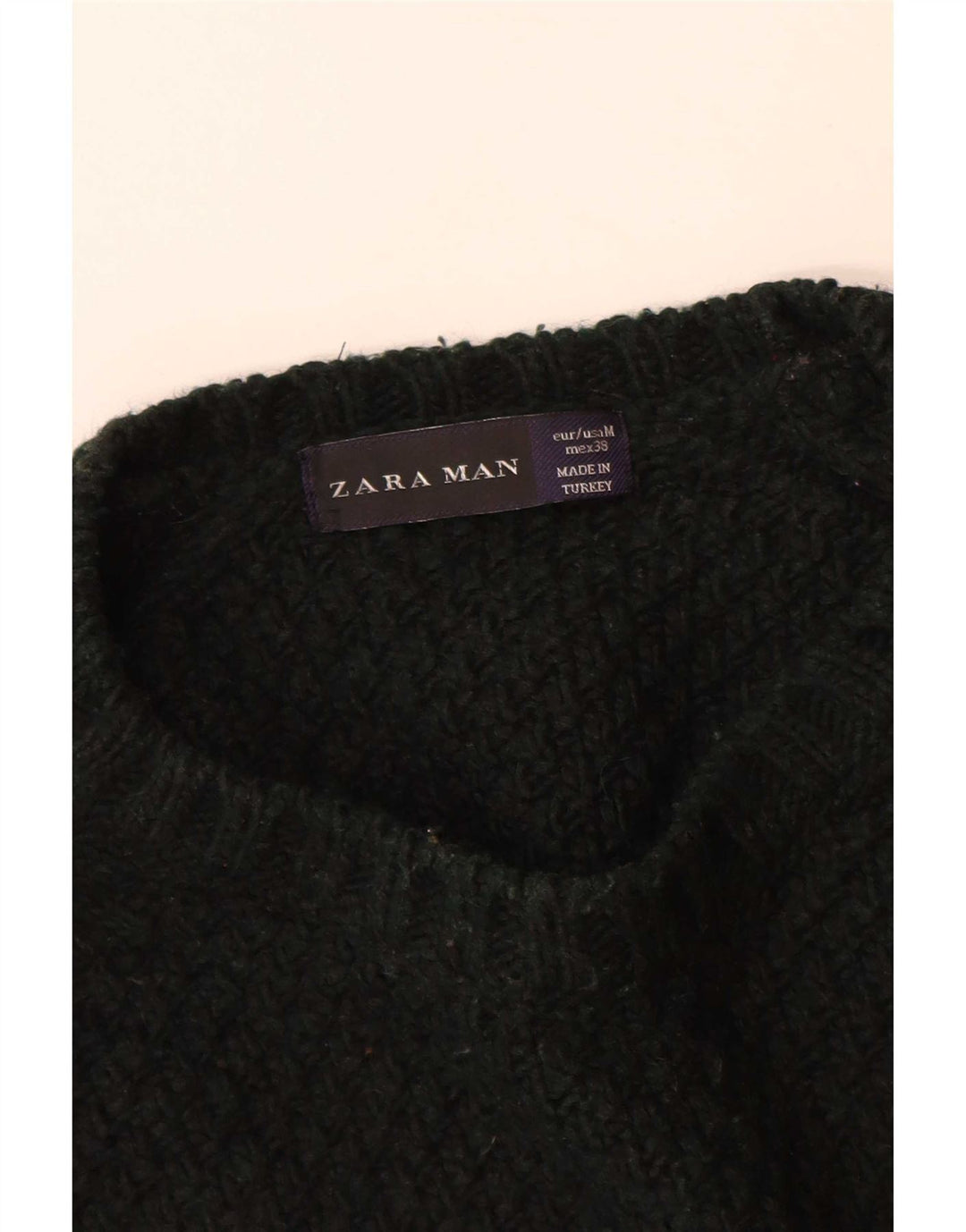 Zara Ανδρικό πουλόβερ με λαιμόκοψη μεσαίου μαύρου ακρυλικού