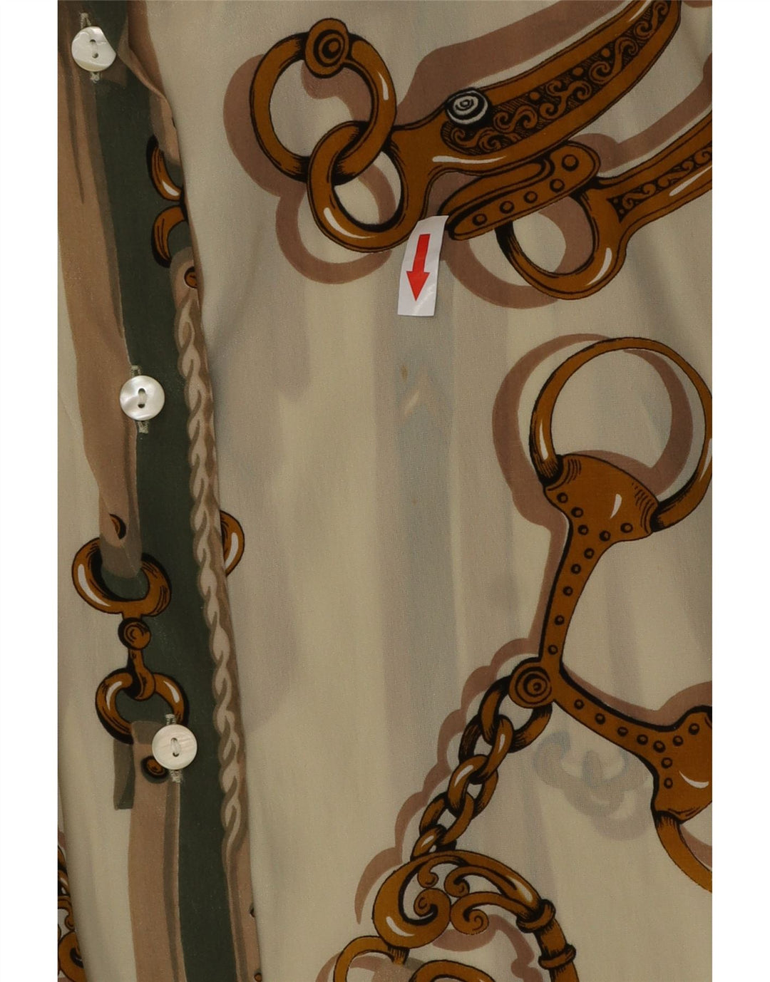 Vintage γυναικείο πουκάμισο αφηρημένο σχέδιο μπλούζα IT 46 Μεγάλο μπεζ οξικό