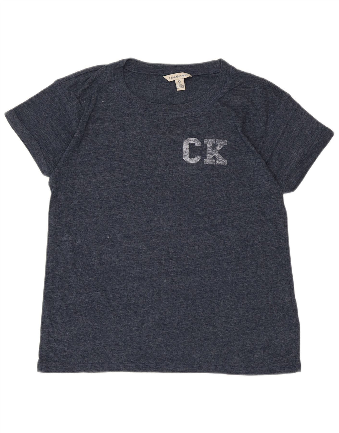 Γυναικείο γραφικό μπλουζάκι CALVIN KLEIN JEANS Top UK 6 XS Navy Blue Flecked