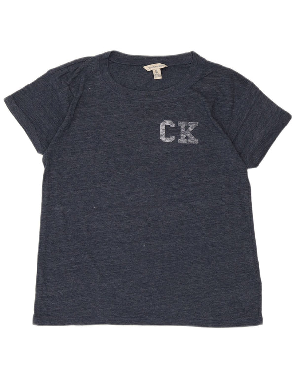 Γυναικείο γραφικό μπλουζάκι CALVIN KLEIN JEANS Top UK 6 XS Navy Blue Flecked
