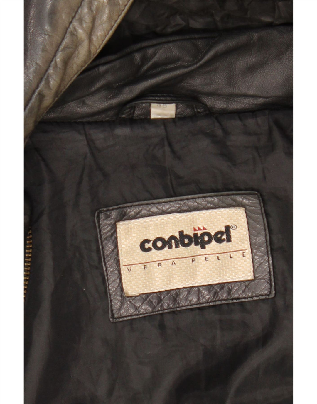 Ανδρικό δερμάτινο μπουφάν Conbipel με κουκούλα Loose Fit IT 48 Medium μαύρο δέρμα